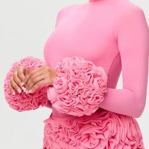 Naked Wardrobe Pink Ruffled Gloves
